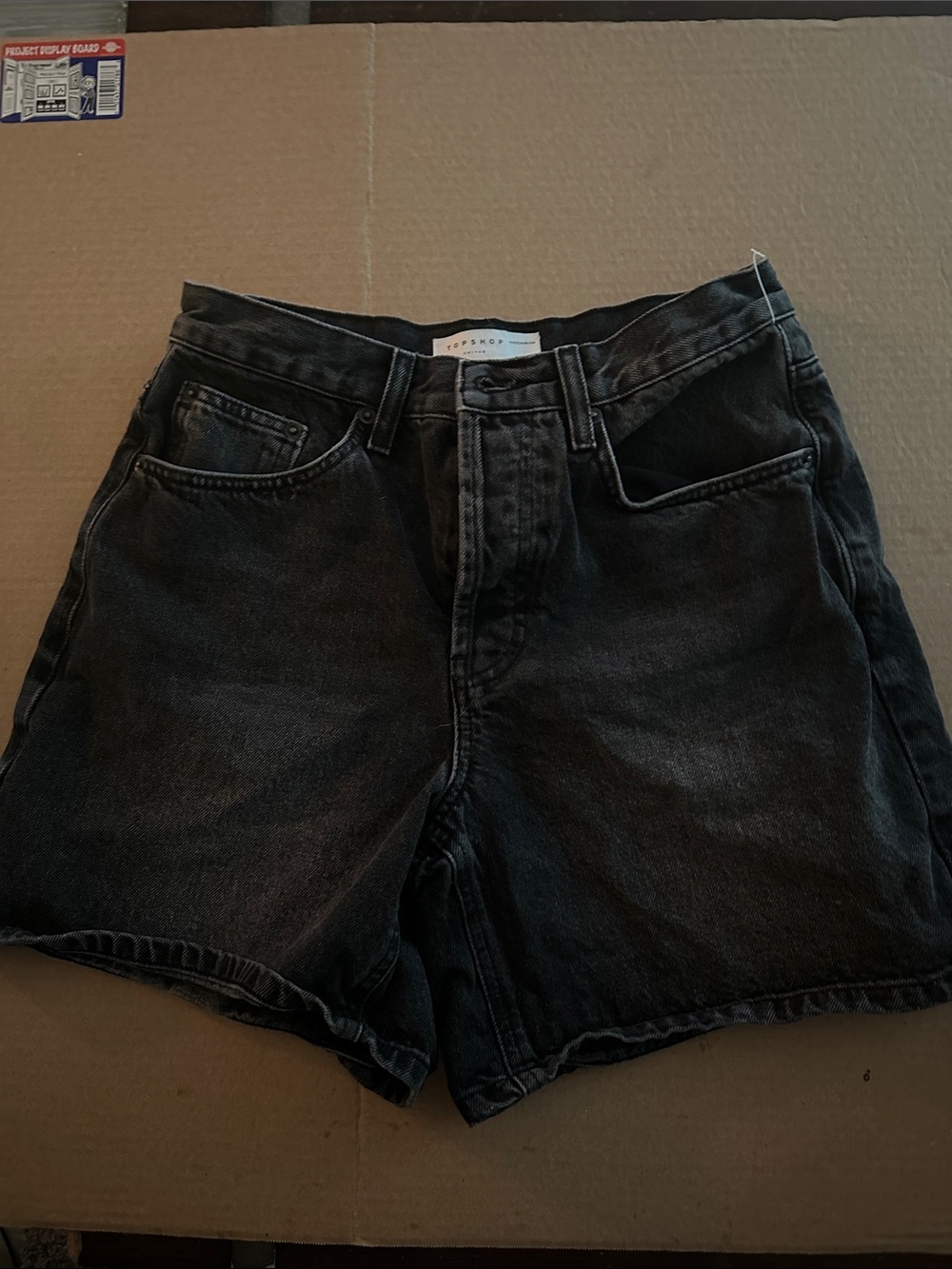 Topshop denim Editor shorts in washed black